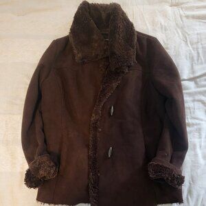 JONES NEW YORK Women's Brown Faux Suede & Fur Lined Coat -- Size 1X